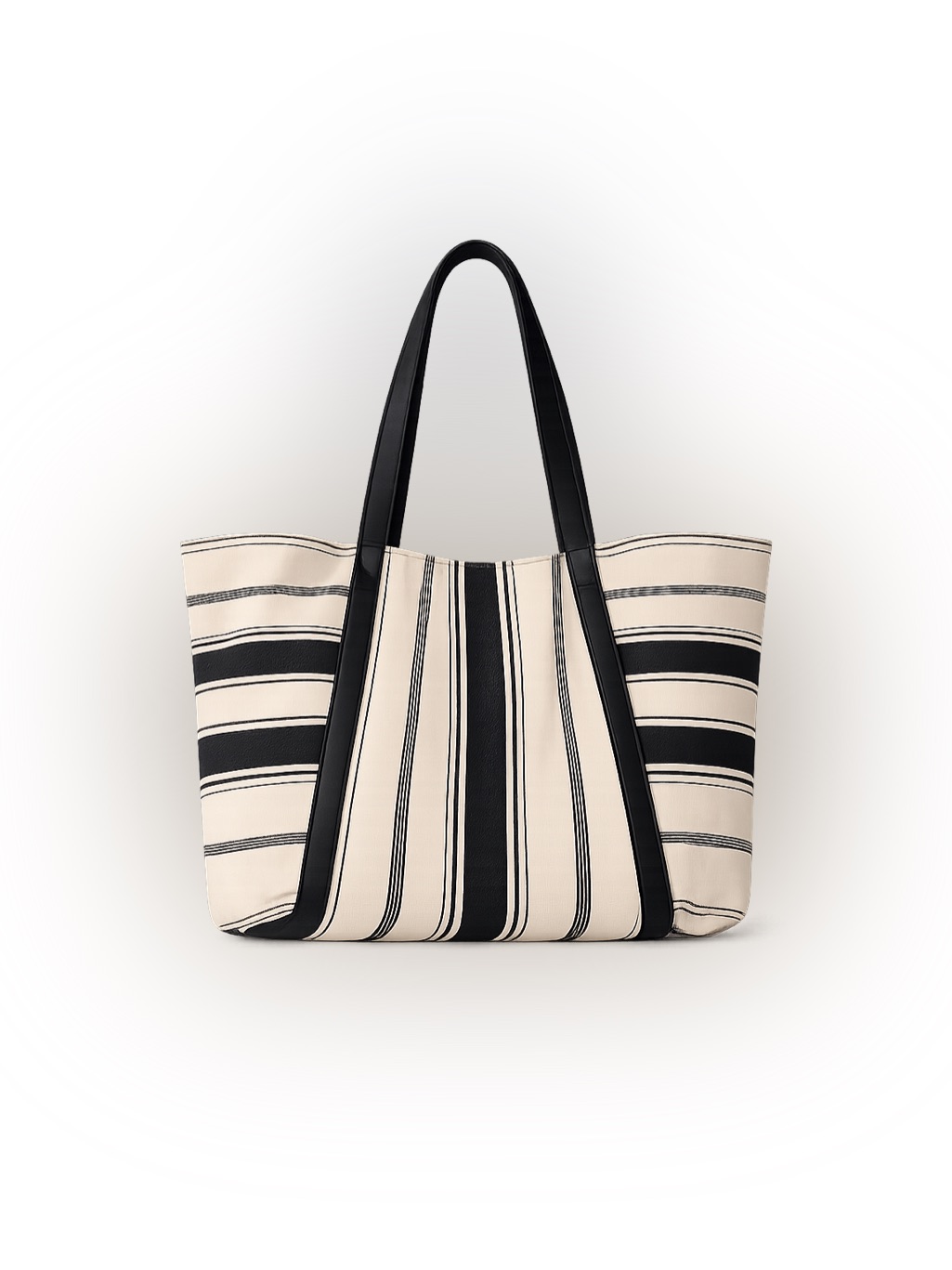 J. Jill Black And Cream Striped Tote